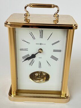 Howard Miller Clock Mantel Desktop Gold Case Handle Quartz Ball Movement Japan